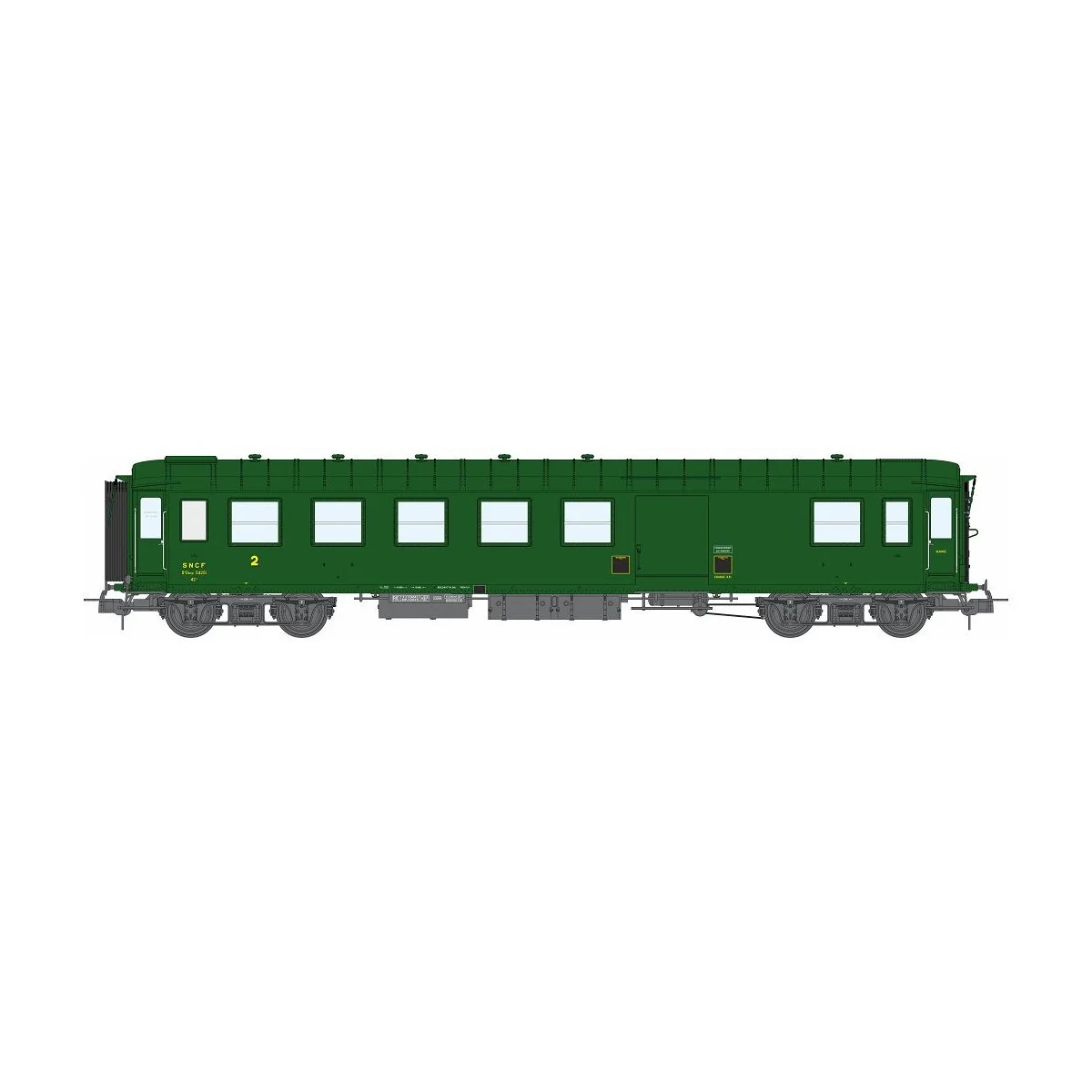 Ree modeles VB464 Voiture voyageurs métallisée, ex-PLM, SNCF, B4D, vert 301, ep. III Ree Modeles VB-464 - 3