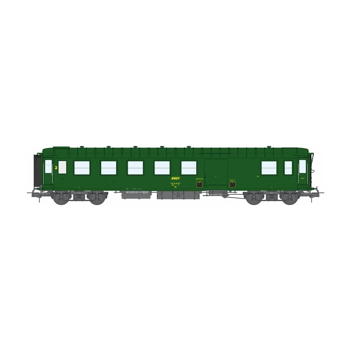 Ree modeles VB466 Voiture voyageurs métallisée, ex-PLM, SNCF, B4D, vert 301, ep. IV Ree Modeles VB-466 - 3