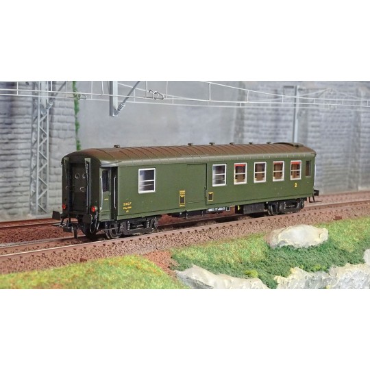 VB-467-Ree Models VB467 Metallic passenger car, ex-PLM, SNCF, B4D, green 306, end-of-train lights, preserved MFPN