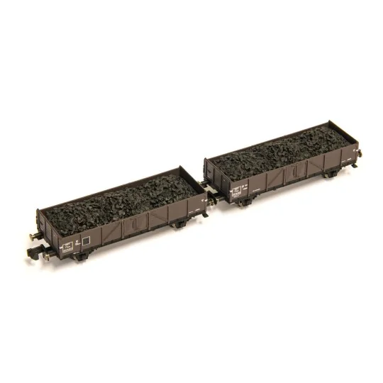 HN6492-Arnold HN6492 Set of 2 TTouw type open wagons (with low side panels), loaded with coal, SNCF, N scale