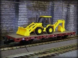 Kibri 26260 Flat wagon with axles and JCB backhoe loader - Kibri - ...