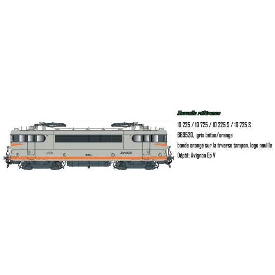 LS Models 10225 BB 9520 electric locomotive, SNCF, concrete grey / ... Lsm_10225-LS Models 10225 BB 9520 electric locomotive, SNCF, concrete grey / orange, noodle logo, Avignon