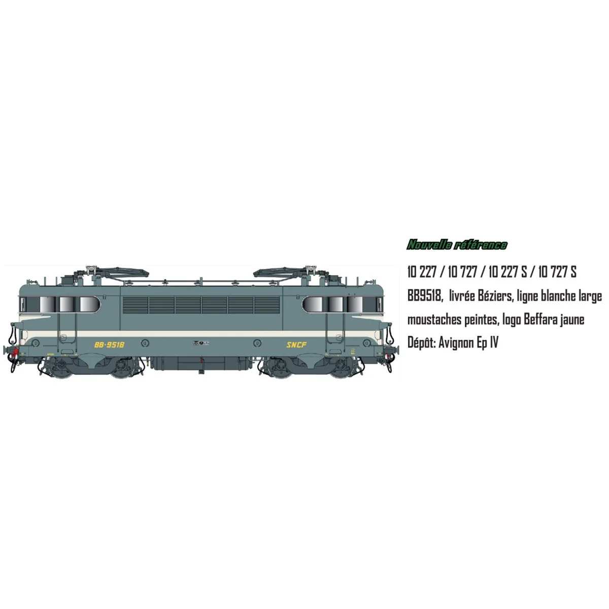 LS Models 10227 BB 9518 electric locomotive, SNCF, green, Béziers l...