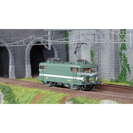 Lsm_10227-LS Models 10227 Locomotive électrique BB 9518, SNCF, vert, livrée Béziers, logo Beffara jaune, Avignon