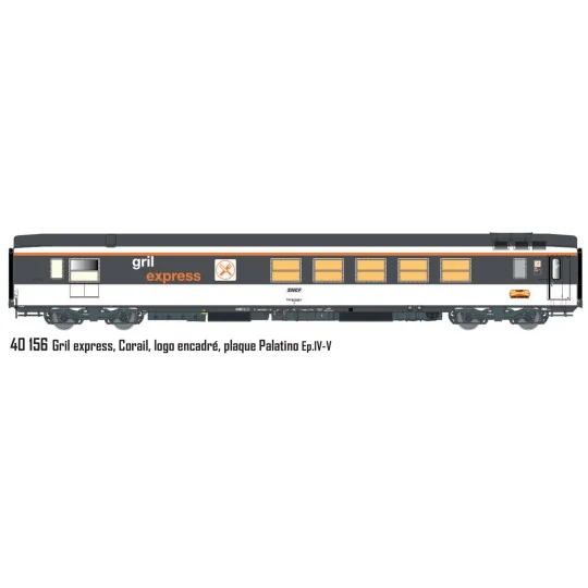 Lsm_40156-LS Models 40156 Corail Coach, Grill Express, Framed Logo, SNCF, Palatino Plate