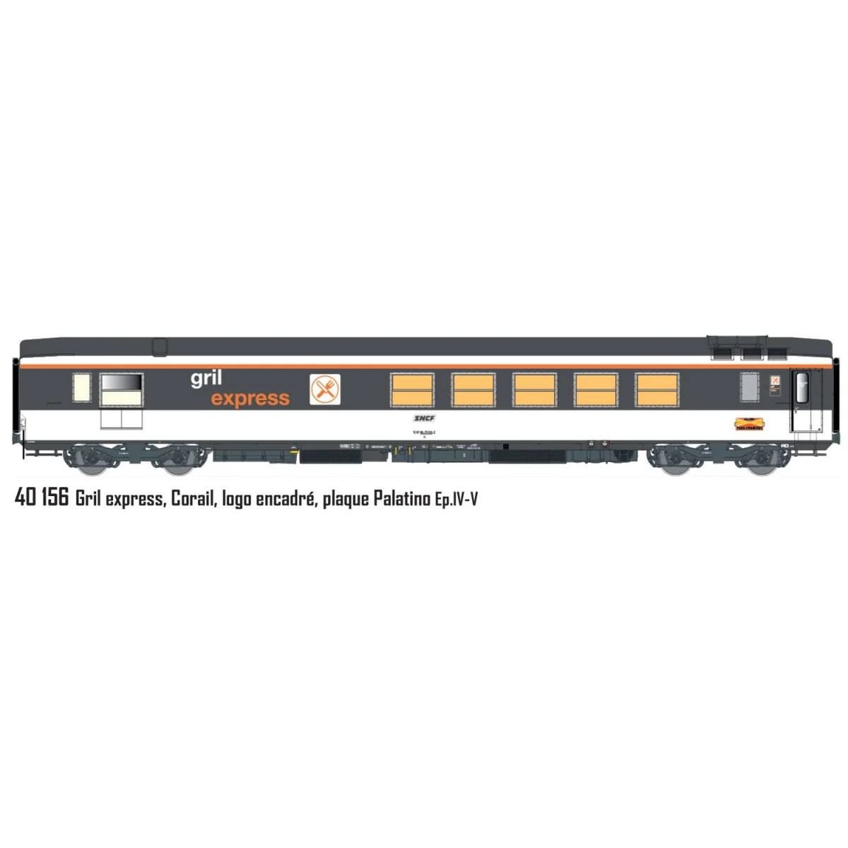 LS Models 40156 Voiture Corail, Grill Express, Logo encadré, SNCF, Plaque Palatino Ls models Lsm_40156 - 4