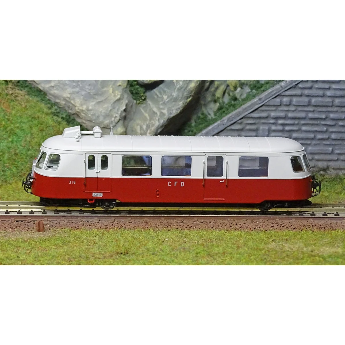 Ree Modeles VM006.S Billard A80 D railcar of the CFD No. 316, Red/P...