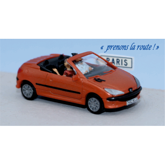 Sai_1633-SAI 1633 Peugeot 206 CC ouverte tangerine, avec conducteur et 1 passager