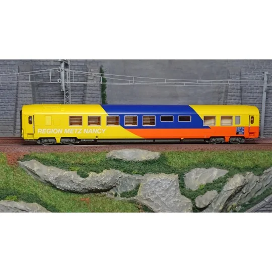 Lsm_40155.1-LS Models 40155.1 Voiture voyageur SR "Espace qualité", SNCF, Région METZ NANCY, Jaune / Bleu / Orange