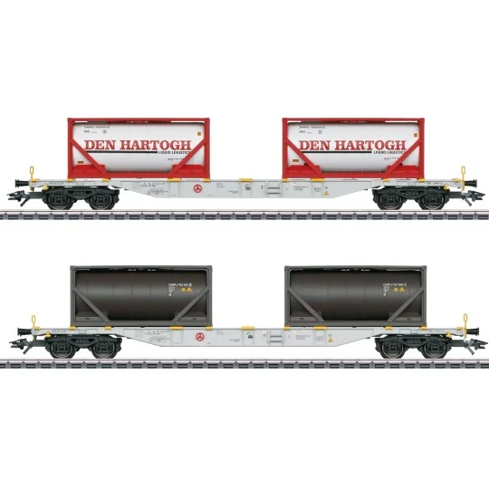 Marklin_47137-Marklin 47137 Set de 2 wagons portes conteneurs Sgns, AAE, chargés conteneurs citerne 20'