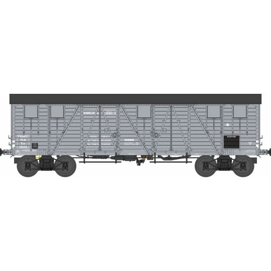 WB-772-Ree Modeles WB772 Wagon TP Couvert, 4 portes, gris , PLM, ep. II