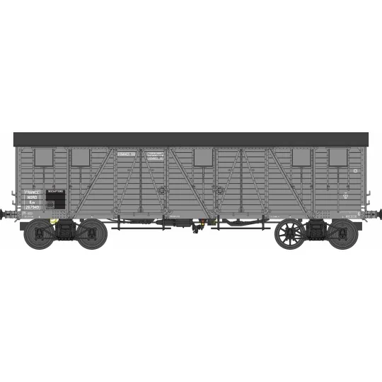 WB-773-Ree Modeles WB773 Wagon TP Couvert, 4 portes, gris , NORD, ep. II