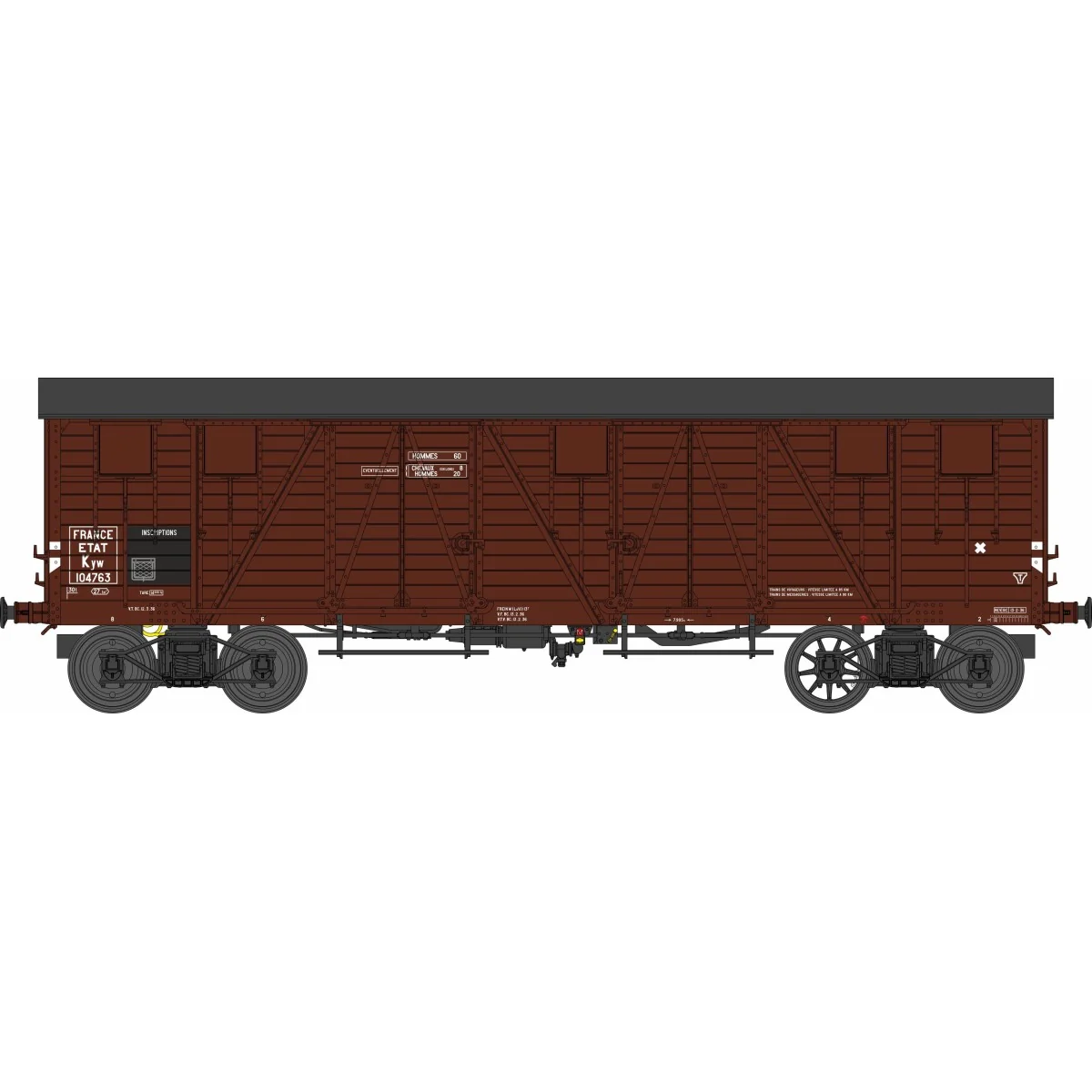 Ree Modeles WB775 Wagon TP Couvert, 4 portes, brun, ETAT, ep. II Ree Modeles WB-775 - 3