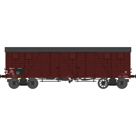 WB-777-Ree Modeles WB777 Wagon TP Couvert, 4 portes, brun, SNCF, ep. IIIa