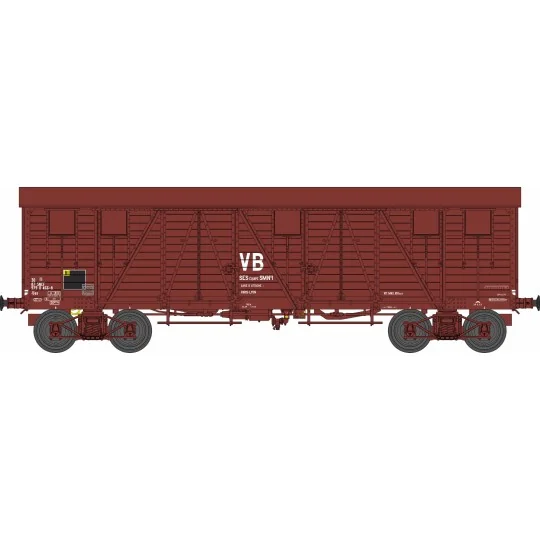 WB-781-Ree Modeles WB781 Covered TP Wagon MT, 4 doors, brown, SNCF, ep. IV