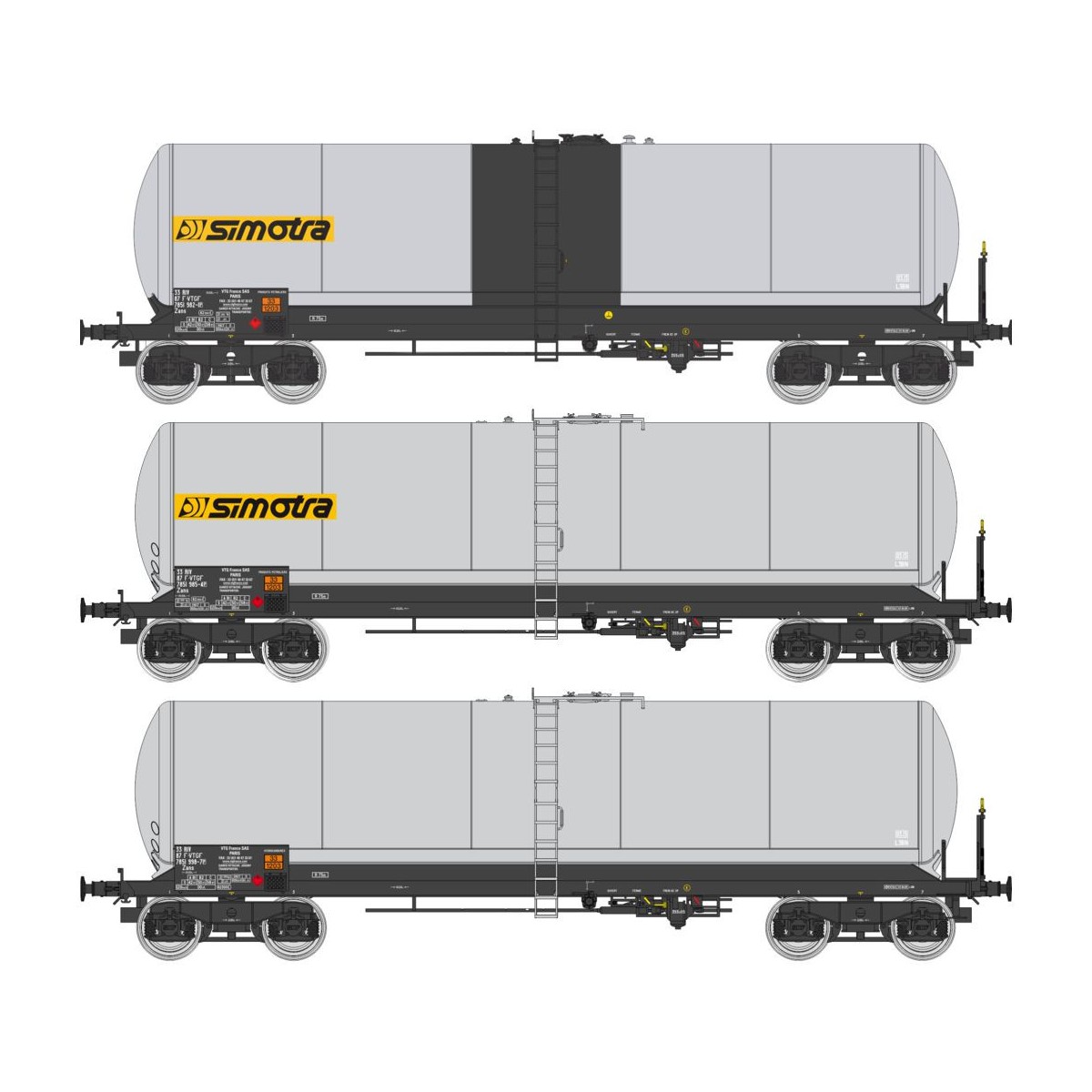 Ree modeles WB594 Set de 3 wagons citernes ANF longues, bogies Y 23M, SIMOTRA Ree Modeles WB-594 - 6
