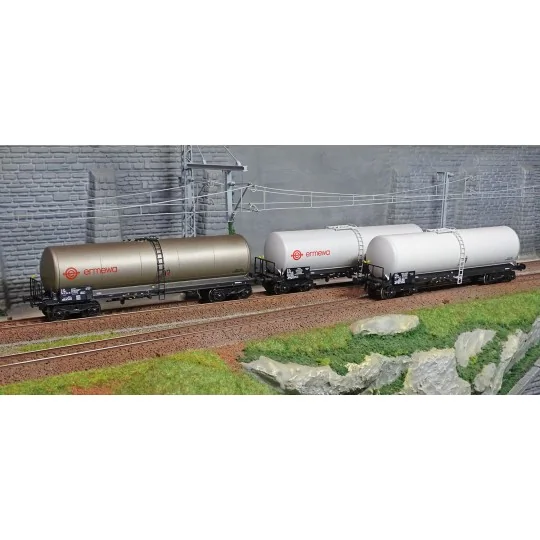 WB-598-Ree Models WB598 Set of 3 long ANF tank wagons, Y 23M bogies, ERMEWA
