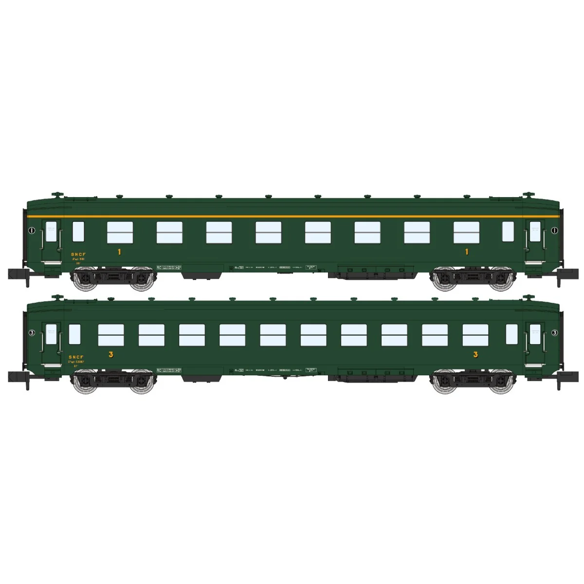 REE Modeles NW272 Set of 2 DEV AO passenger cars, SNCF, B8 and C10,...
