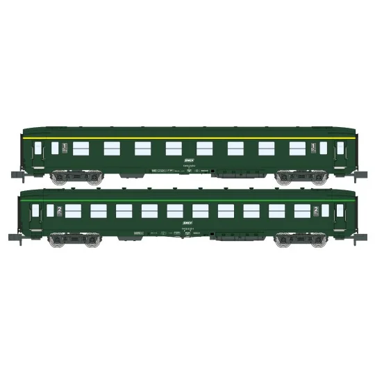 NW-276-REE Modeles NW276 Set of 2 DEV AO passenger cars, SNCF, A8 and B10, white framed logo, coral cartouche, ep.IV-V, N - 1/160