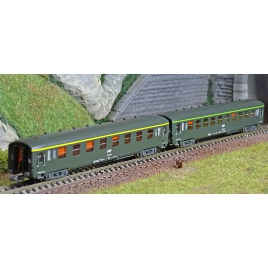 NW-276-REE Modeles NW276 Set of 2 DEV AO passenger cars, SNCF, A8 and B10, white framed logo, coral cartouche, ep.IV-V, N - 1/160