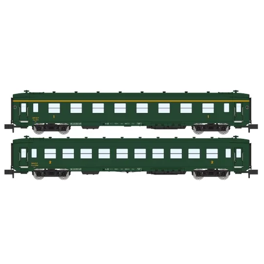 REE Modeles NW282 Set of 2 DEV AO passenger cars, SNCF, A8 and B10,... NW-282-REE Modeles NW282 Set of 2 DEV AO passenger cars, SNCF, A8 and B10, ep.III, N - 1/160
