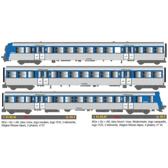 EPM 41.49.07 SNCF Regional Reversible Trainset, RRR Rhones Alpes, b... EPM_E_41.49.07-EPM 41.49.07 SNCF Regional Reversible Trainset, RRR Rhones Alpes, blue/stainless steel, modernized, cap logo, n - EPM_E_41.49.07