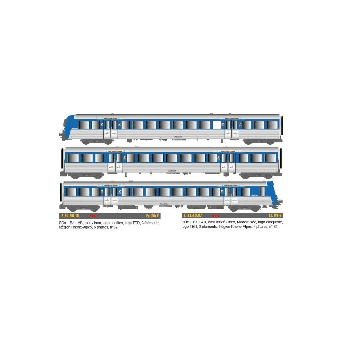 EPM 41.49.07 SNCF Regional Reversible Trainset, RRR Rhones Alpes, b...