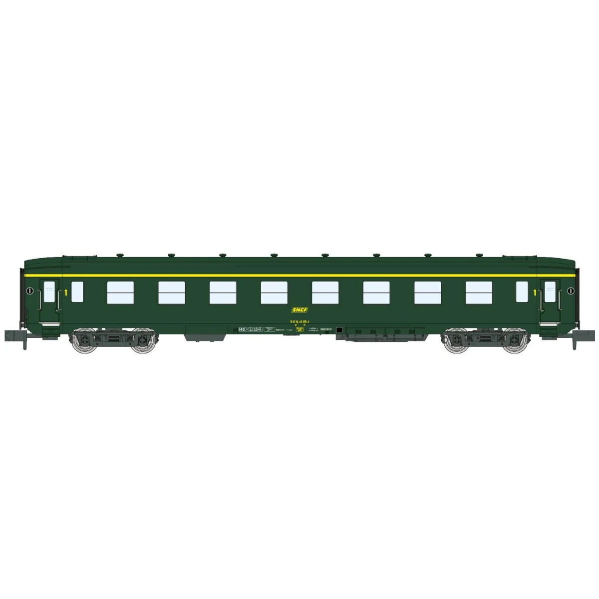 REE Modeles NW285 Voiture voyageurs DEV AO, SNCF, A8, logo jaune encadré, ep.IV, N - 1/160 Ree Modeles NW-285 - 3