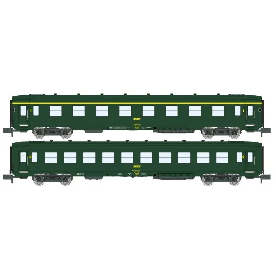 NW-286-REE Modeles NW286 Set de 2 voitures voyageurs DEV AO, SNCF, A8 et B10, logo jaune encadré, ep.IV, N - 1/160