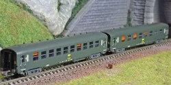REE Modeles NW287 Set de 2 voitures voyageurs DEV AO, SNCF, B8 ex-A3B5 et B10, logo jaune encadré, ep.IV, N - 1/160 Ree Modeles 