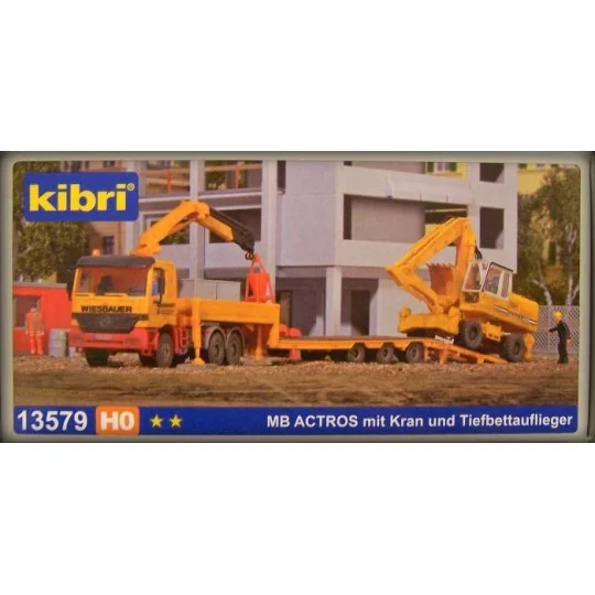 Kibri 13579 Actros truck, lowboy trailer with auxiliary crane - Kib... Kibri_13579-Kibri 13579 Actros truck, lowboy trailer with auxiliary crane - Kibri_13579