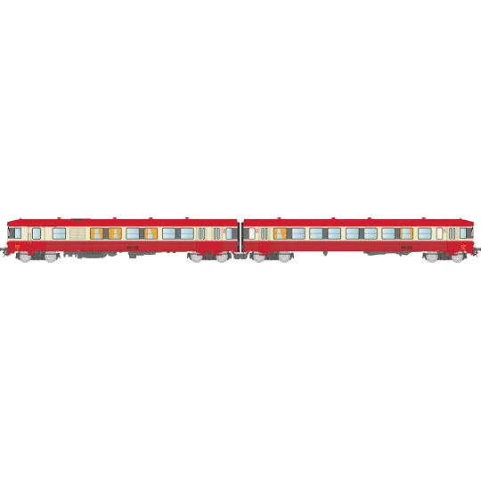 NW-198-REE Modeles NW198 EAD X-4584 Railcar + XR-8375 Trailer, red roof, 3 lights, SNCF logo, Longueau depot