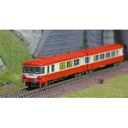 REE Modeles NW198 EAD X-4584 Railcar + XR-8375 Trailer, red roof, 3...