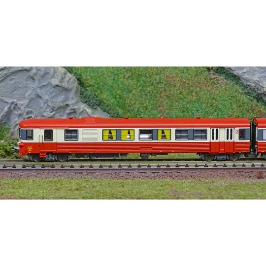 NW-198-REE Modeles NW198 Autorail EAD X-4584 + Remorque XR-8375, toit rouge, 3 feux, logo SNCF, dépôt Longueau
