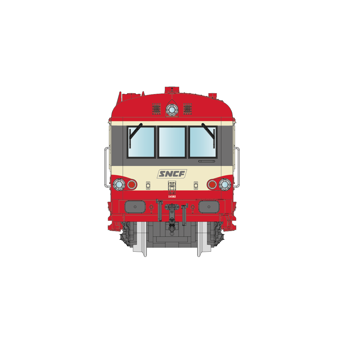 REE Modeles NW199 EAD X-4582 Railcar + XR-8373 Trailer, red roof, 3...