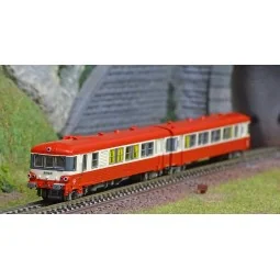 REE Modeles NW200 Autorail EAD X-4567 + Remorque XR-8531, toit rouge, 3 feux, logo SNCF encadré, dépôt Lyon-Vaise, N - 1/160 Ree