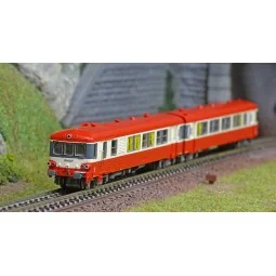 REE Modeles NW201 Autorail EAD X-4554 + Remorque XR-8542, toit rouge, 3 feux, logo SNCF nouilles, dépôt Marseille, N - 1/160 Ree