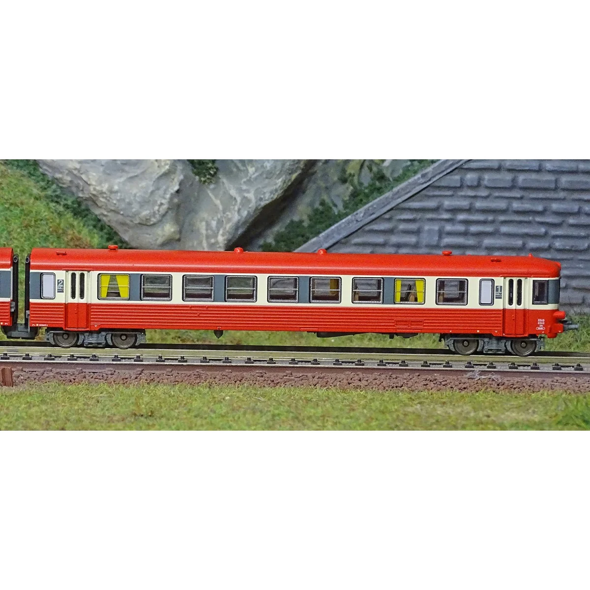 REE Modeles NW201 EAD X-4554 Railcar + XR-8542 Trailer, red roof, 3...