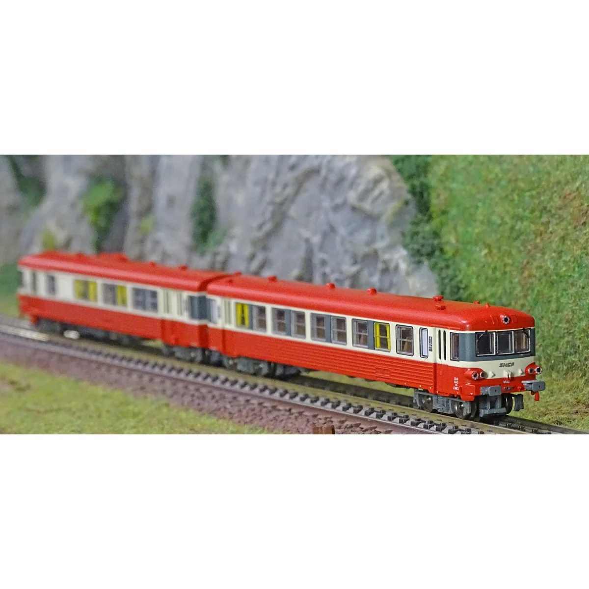 REE Modeles NW201 EAD X-4554 Railcar + XR-8542 Trailer, red roof, 3...
