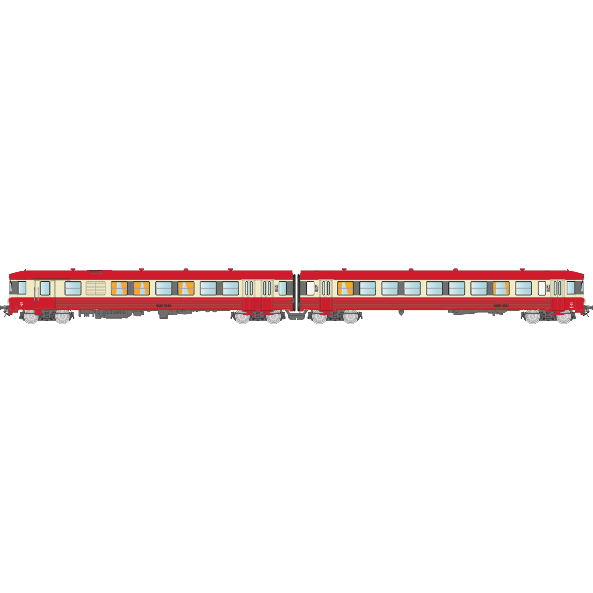 REE Modeles NW202 EAD X-4524 Railcar + XR-8534 Trailer, red roof, 3...