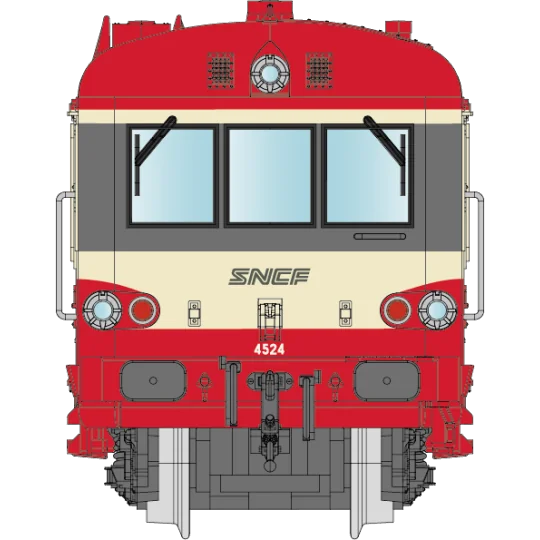 NW-202-REE Modeles NW202 Autorail EAD X-4524 + Remorque XR-8534, toit rouge, 3 feux, logo SNCF nouilles, dépôt Sotteville, N - 1/160