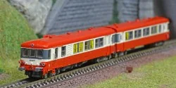 REE Modeles NW202 Autorail EAD X-4524 + Remorque XR-8534, toit rouge, 3 feux, logo SNCF nouilles, dépôt Sotteville, N - 1/160 Re