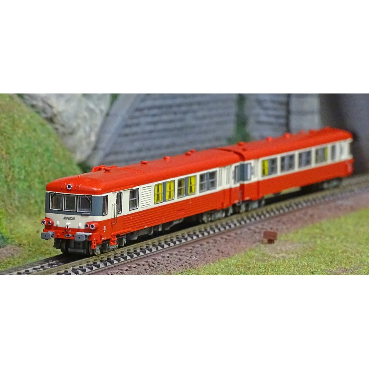 REE Modeles NW202 EAD X-4524 Railcar + XR-8534 Trailer, red roof, 3...