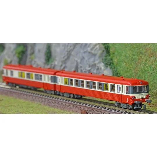 NW-202-REE Modeles NW202 EAD X-4524 Railcar + XR-8534 Trailer, red roof, 3 lights, SNCF logo, Sotteville depot, N - 1/160