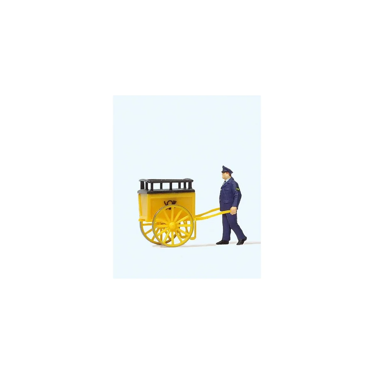 Preiser 28083 Figure, Postman pushing a cart Preiser 28083 Figure, Postman pushing a cart