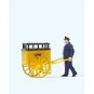 Preiser 28083 Figure, Postman pushing a cart Preiser_28083-Preiser 28083 Figure, Postman pushing a cart