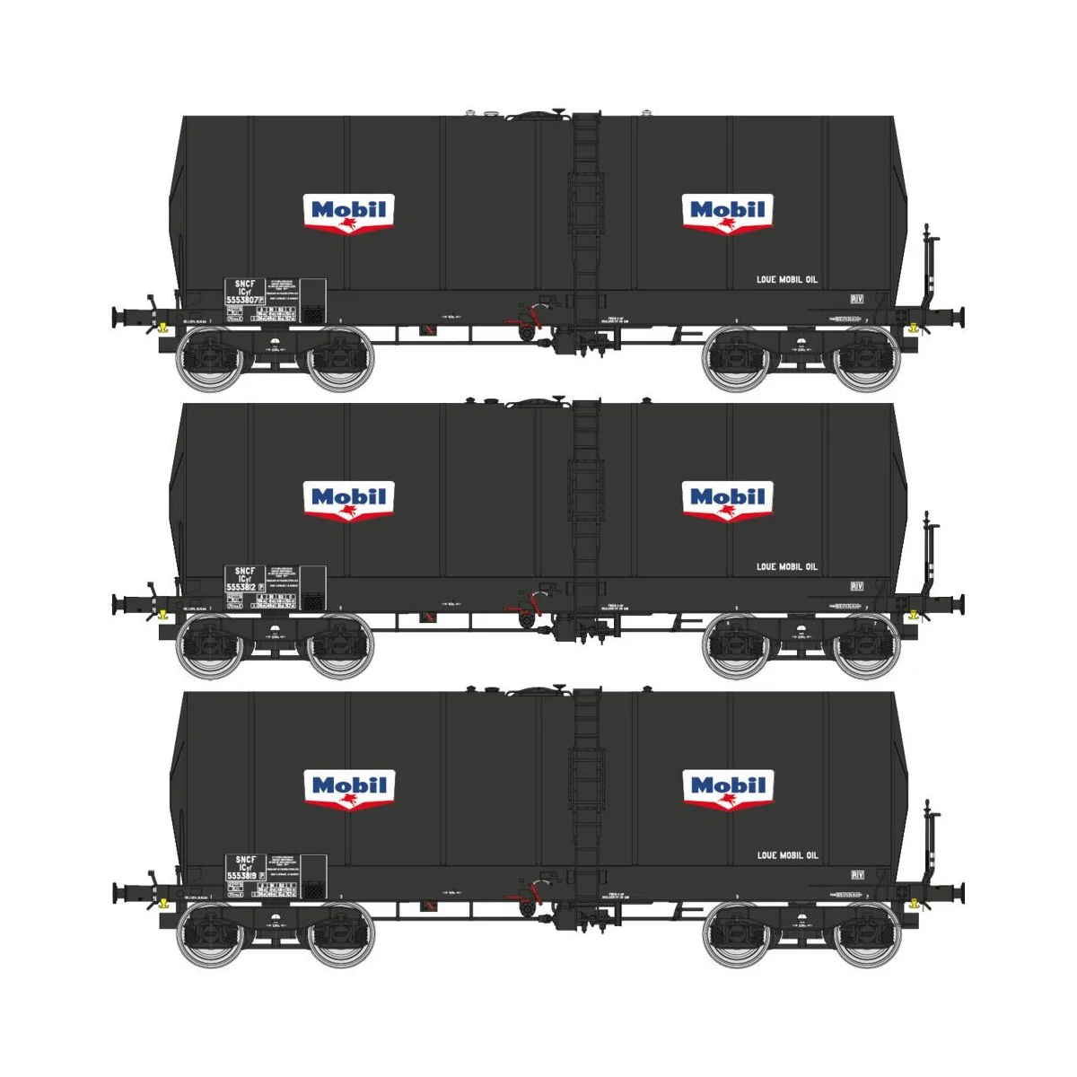 Ree Models WB662 Set of 3 Fauvet-Girel tank wagons, Y 23 bogies, MO...