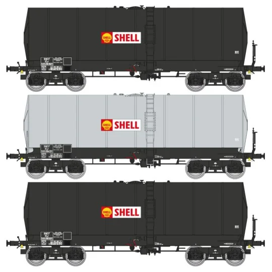 WB-663-Ree Models WB663 Set of 3 Fauvet-Girel tank wagons, Y 23 bogies, Shell