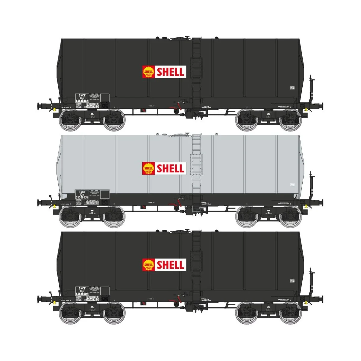 Ree Models WB663 Set of 3 Fauvet-Girel tank wagons, Y 23 bogies, Sh...