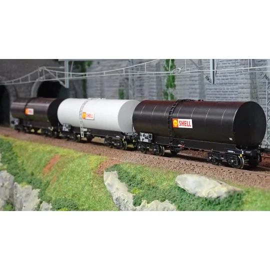 WB-663-Ree modeles WB663 Set de 3 wagons citerne FAUVET-GIREL, bogies Y 23, SHELL